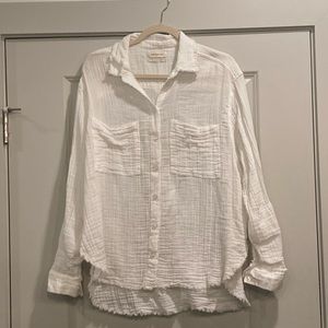 Free People UO Luca Textured Cotton Button Down  Sz Large